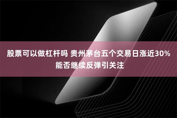 股票可以做杠杆吗 贵州茅台五个交易日涨近30% 能否继续反弹引关注