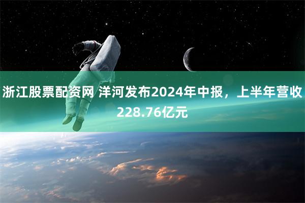 浙江股票配资网 洋河发布2024年中报，上半年营收228.76亿元