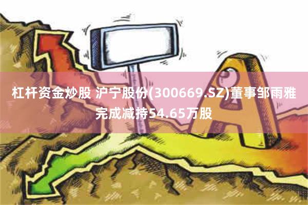 杠杆资金炒股 沪宁股份(300669.SZ)董事邹雨雅完成减持54.65万股